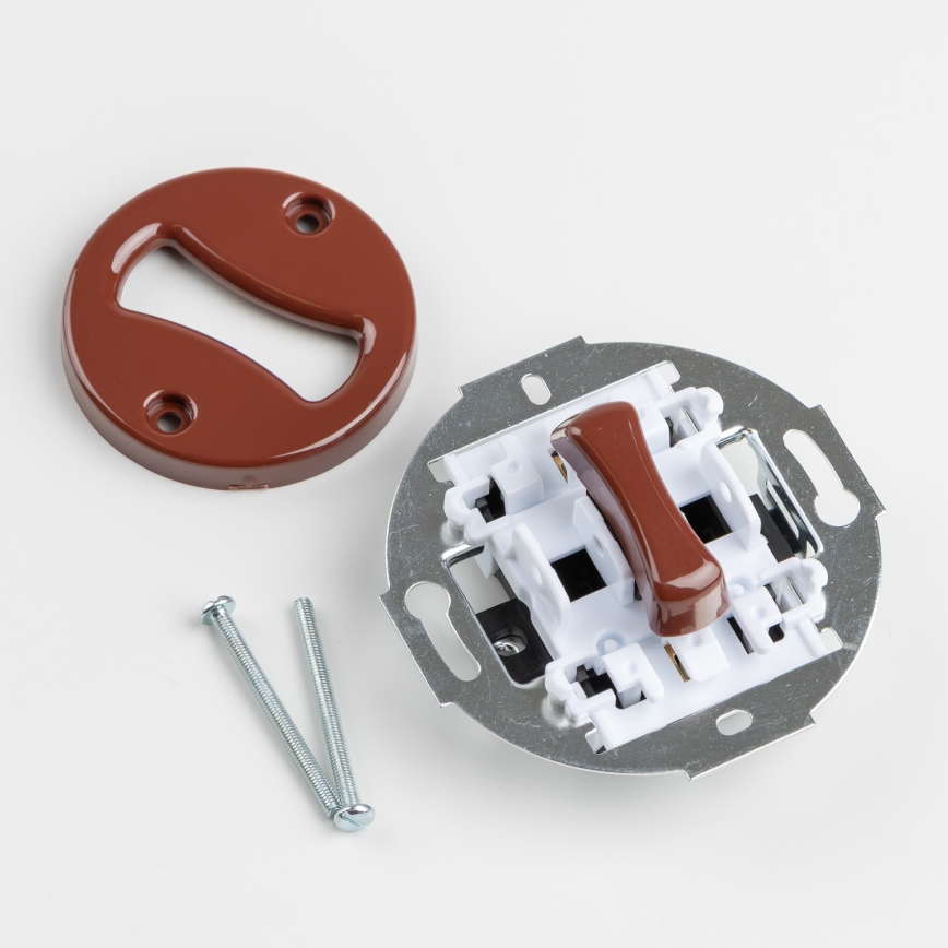 Kliklap - Retro yksinapainen kytkin ilman kehystä nro 1 ilman kehystä ruskea