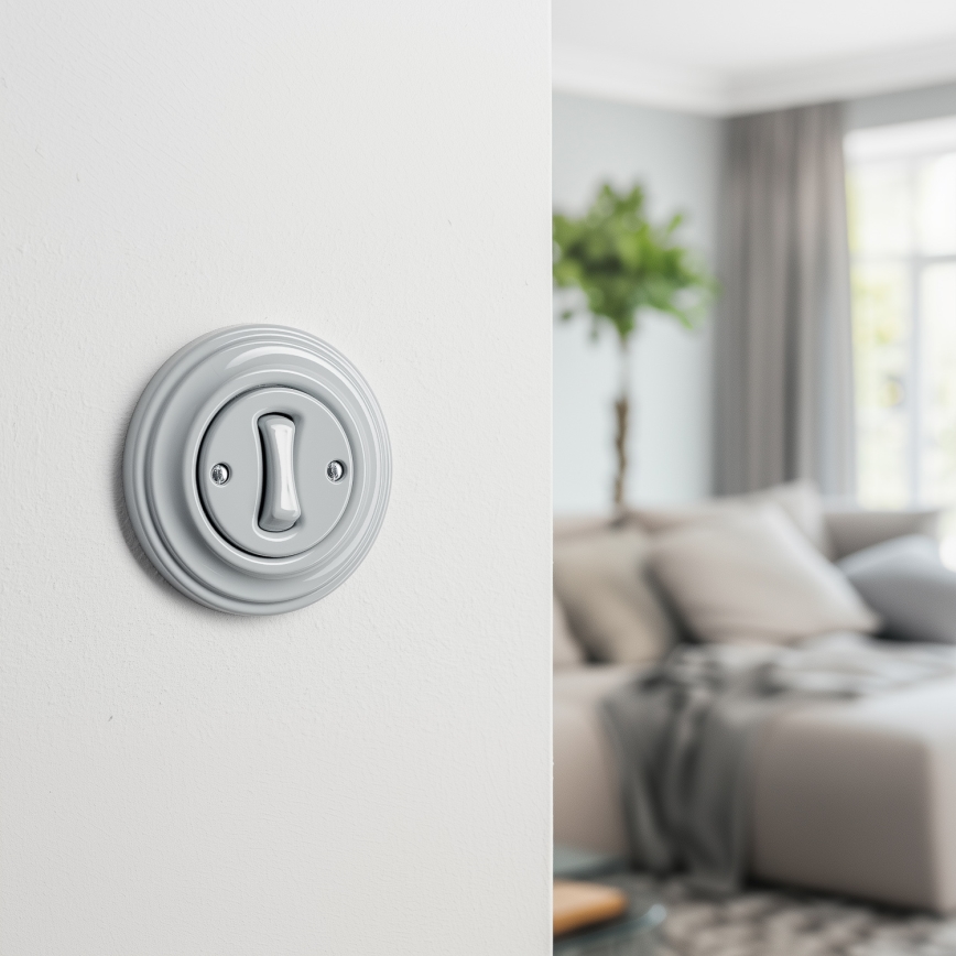 Kliklap - Retro yksinapainen kytkin kehyksellä nro 1 harmaa