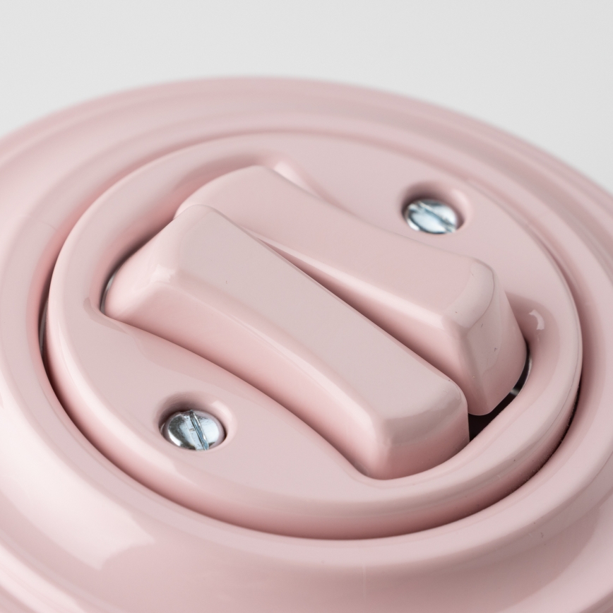 Kliklap - retrotyylinen kaksoiskytkin kehyksellä, antiikkiroosa