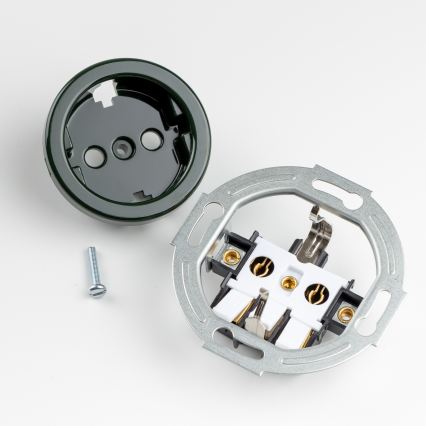 Kliklap - Retrotyylinen kaksoispistorasia kodin käyttöön, kehys SCHUKO 230V, vihreä