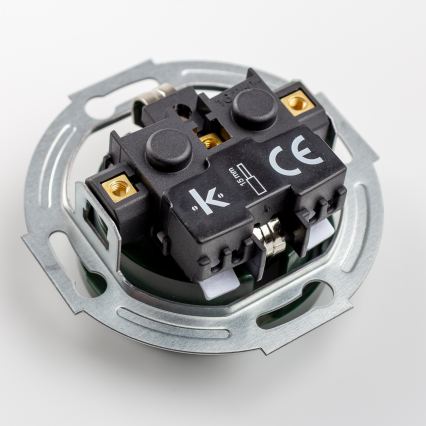 Kliklap - Retrotyylinen kaksoispistorasia kodin käyttöön, kehys SCHUKO 230V, vihreä