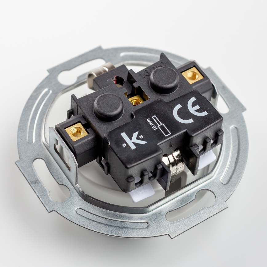 Kliklap - Retrotyylinen kolmoispistorasia kotikäyttöön kehyksellä, SCHUKO 230 V, keraaminen, valkoinen