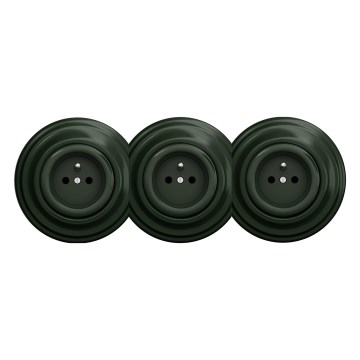 Kliklap - Retrotyylinen kolmoispistorasia kotikäyttöön, kehys mukana, 230 V, vihreä