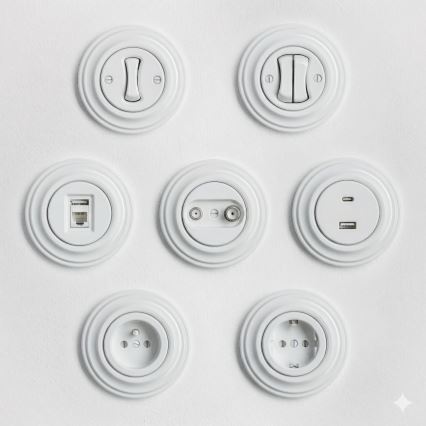Kliklap - Retrotyylinen painike kehyksellä, lumivalkoinen