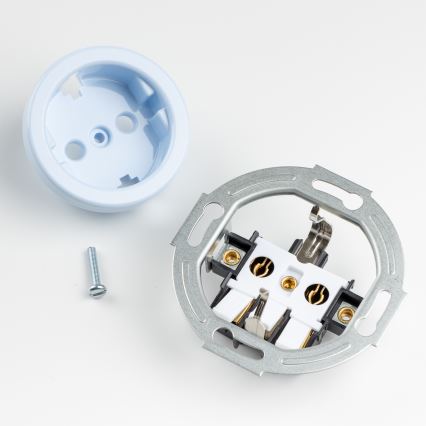 Kliklap - Retrotyylinen tuplapistorasia kotikäyttöön, kehyksellä, SCHUKO 230V, sininen