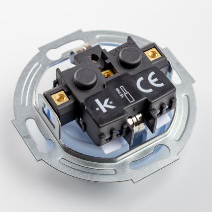 Kliklap - Retrotyylinen tuplapistorasia kotikäyttöön, kehyksellä, SCHUKO 230V, sininen