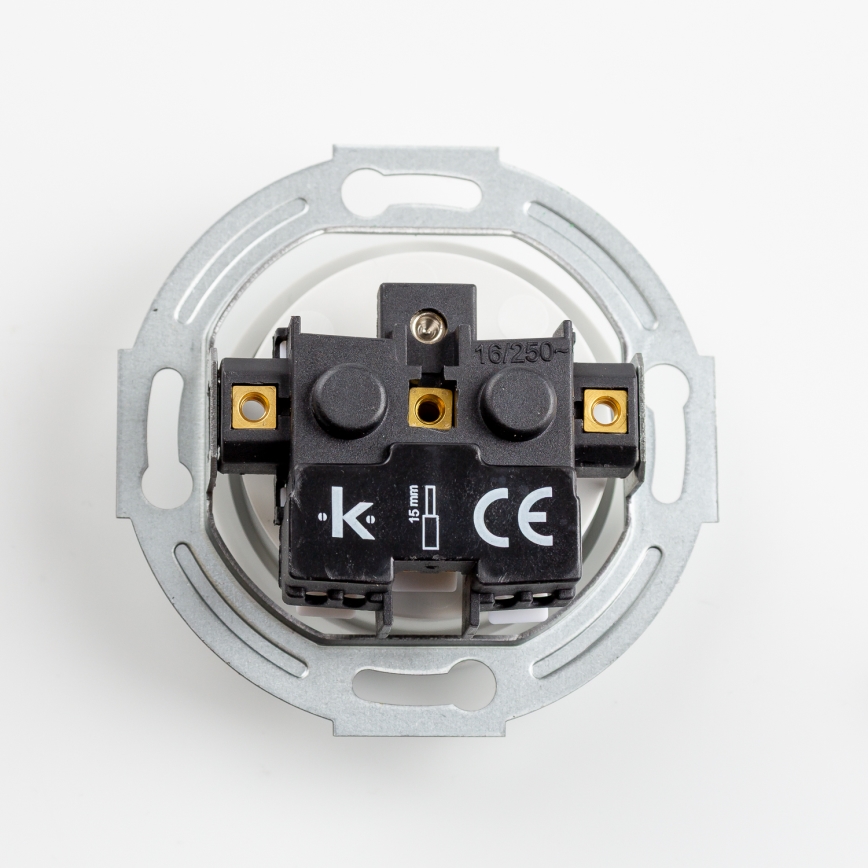 Kliklap - Retrotyylinen tuplaseinäpistorasia kehysosalla 230V lumivalkoinen