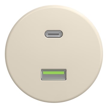 Kliklap – retrotyylinen USB-pistorasia (USB-A + USB-C), kehyksetön, beige