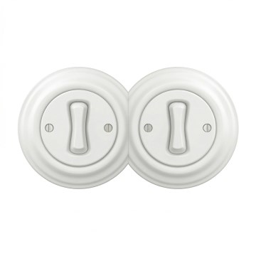 Kliklap - Retrotyylinen yksinapainen kaksoiskytkin kehyksellä nro 1, lumivalkoinen