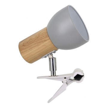 Klipsilamppu SVENDA 1xE27/60W/230V tammi/harmaa