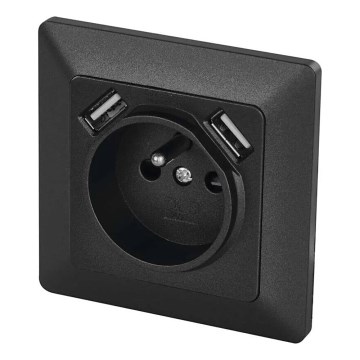 Kodin pistorasia kanssa USB 250V/16A antrasiitti