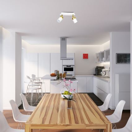 Kohdevalaisin JOKER 2xGU10/25W/230V valkoinen/kulta