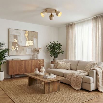 Kohdevalaisin PARKLA 3xE27/15W/230V beige/kultainen