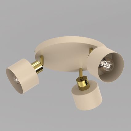 Kohdevalaisin PARKLA 3xE27/15W/230V beige/kultainen