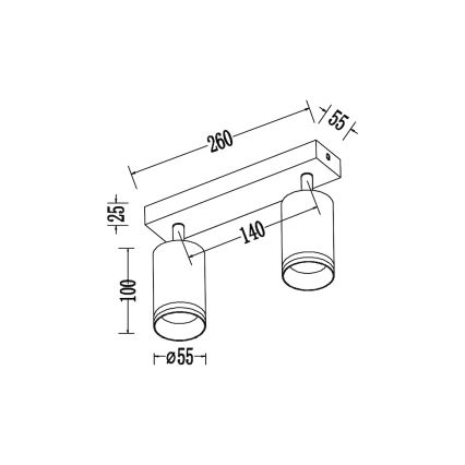 Kohdevalaisin PIPE 2xGU10/10W/230V musta