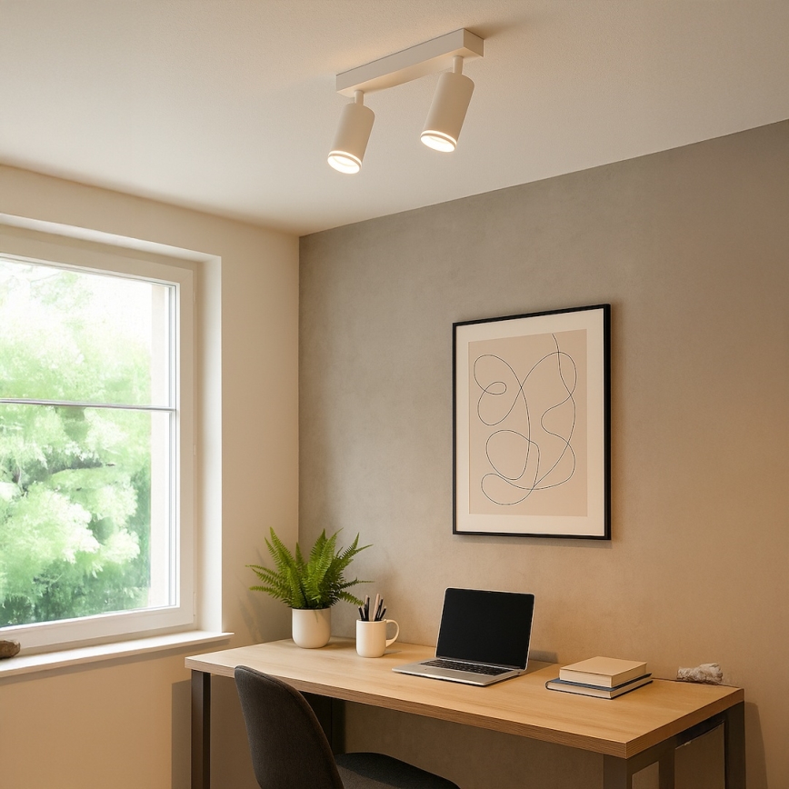 Kohdevalaisin PIPE 2xGU10/10W/230V valkoinen