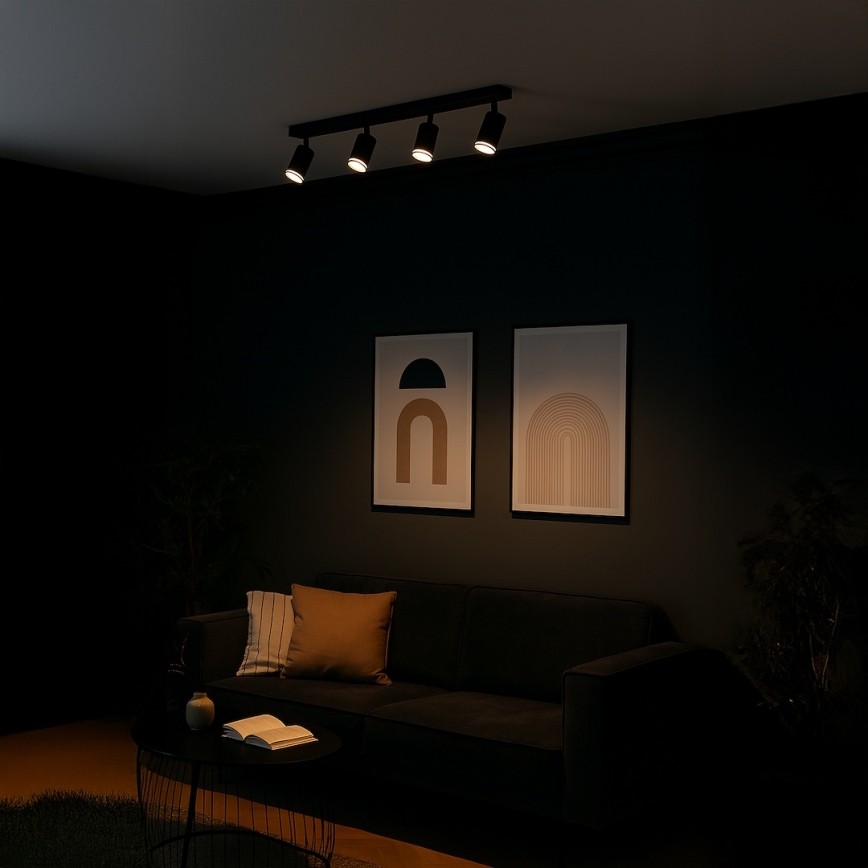 Kohdevalaisin PIPE 4xGU10/10W/230V musta