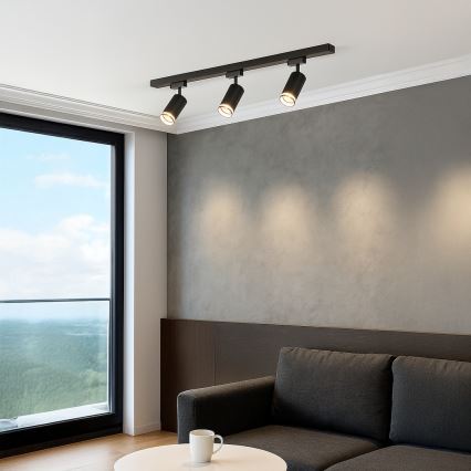 Kohdevalaisin PIPE-kiskojärjestelmään 3xGU10/10W/230V musta