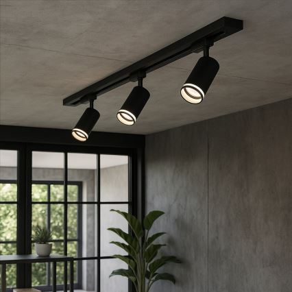 Kohdevalaisin PIPE-kiskojärjestelmään 3xGU10/10W/230V musta