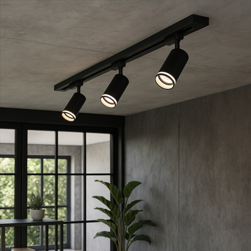 Kohdevalaisin PIPE-kiskojärjestelmään 3xGU10/10W/230V musta