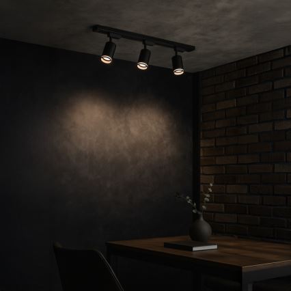 Kohdevalaisin PIPE-kiskojärjestelmään 3xGU10/10W/230V musta