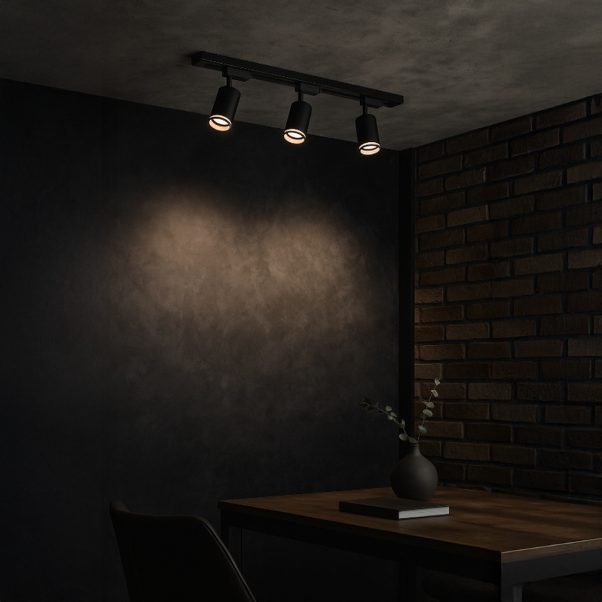 Kohdevalaisin PIPE-kiskojärjestelmään 3xGU10/10W/230V musta