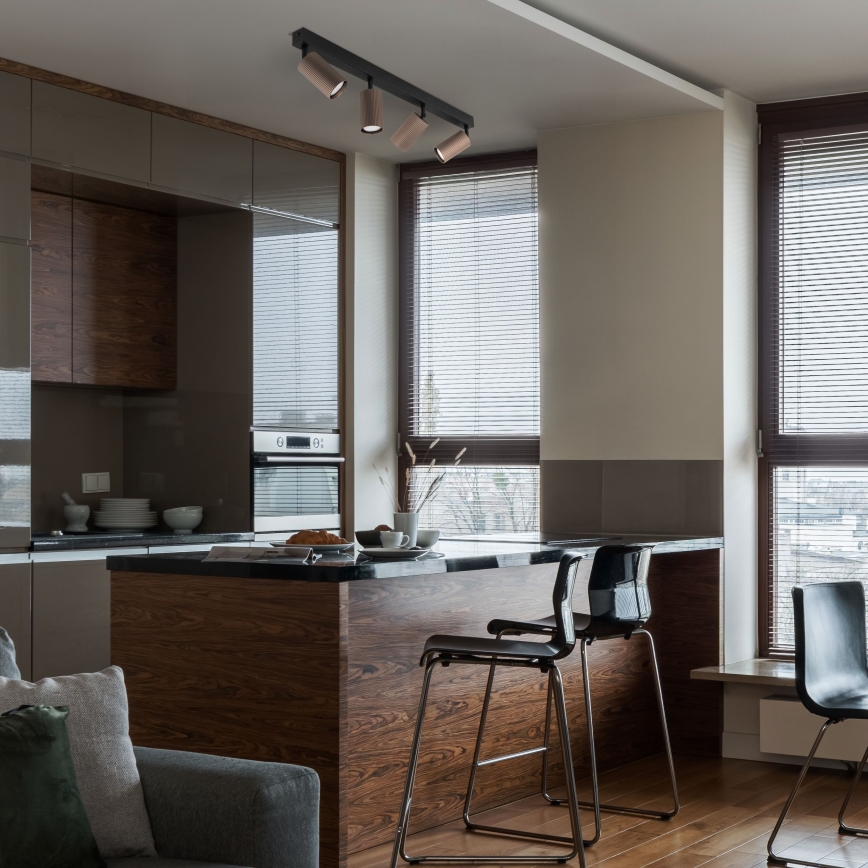 Kohdevalaisin TUNE 4xGU10/10W/230V musta/ruskea