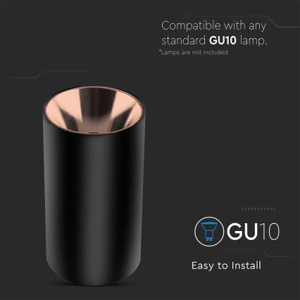 Kohdevalo 1xGU10/35W/230V musta/Ruusukulta