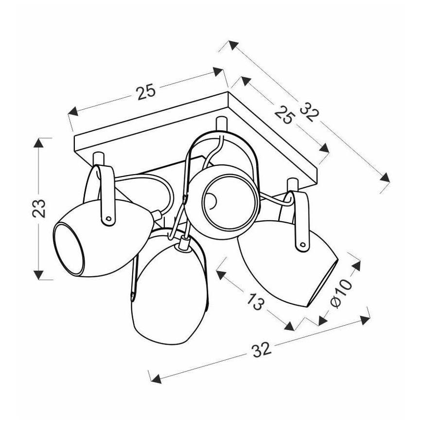 Kohdevalo ANICA 4xE14/40W/230V musta/kupari