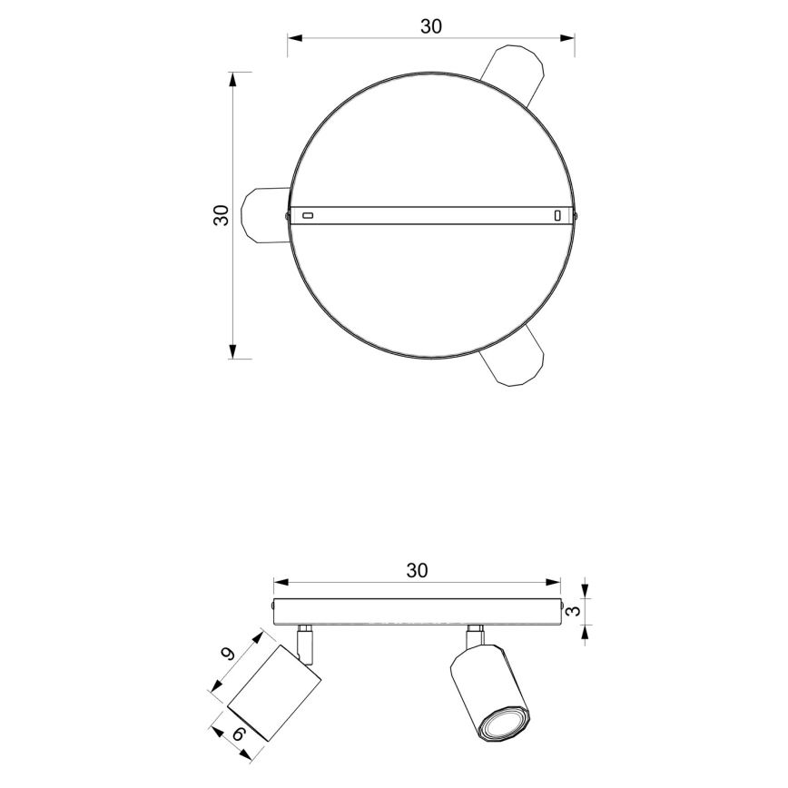 Kohdevalo BELLO 2xGU10/8W/230V musta