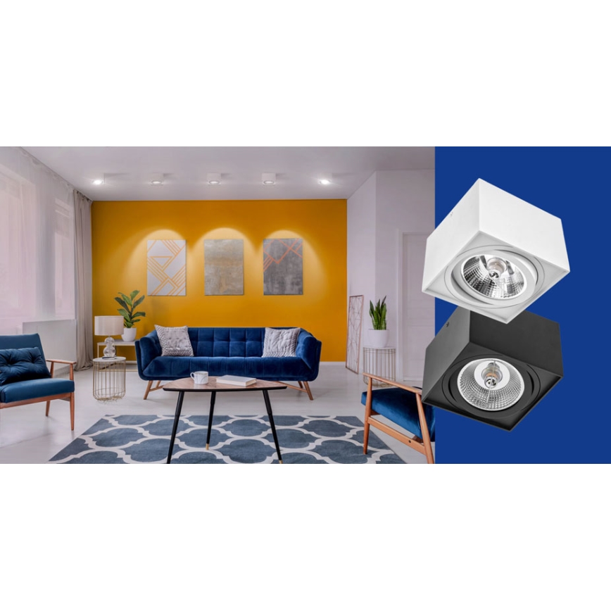 Kohdevalo CHLOE AR111 1xGU10/50W/230V kulmikas musta