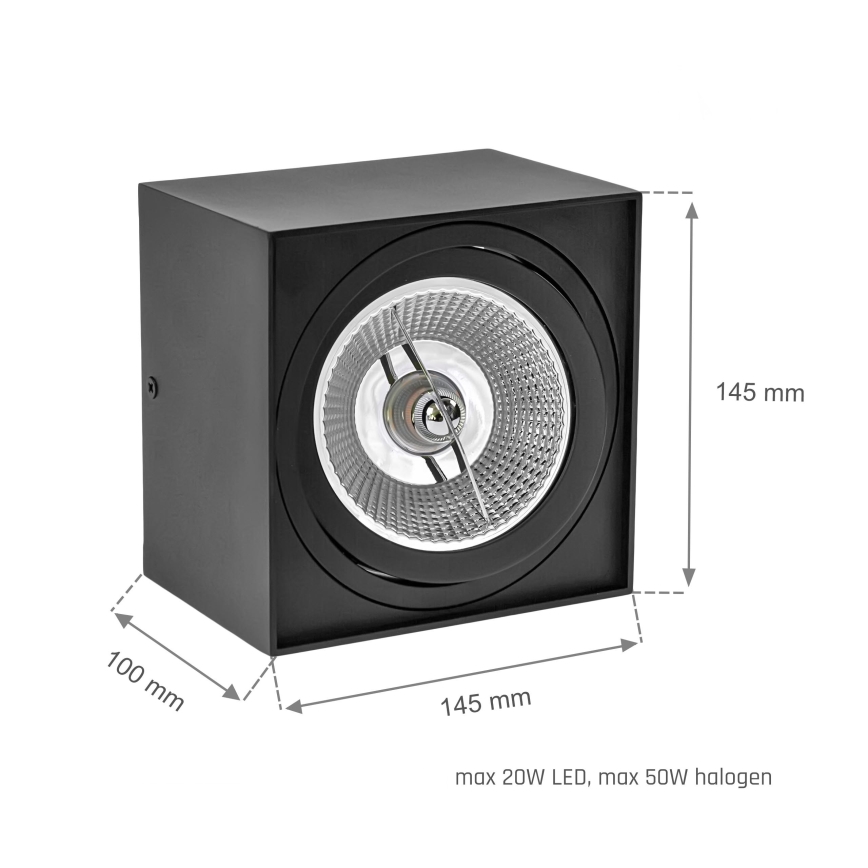 Kohdevalo CHLOE AR111 1xGU10/50W/230V kulmikas musta