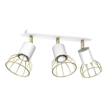 Kohdevalo DANTE 3xGU10/25W/230V valkoinen/kulta