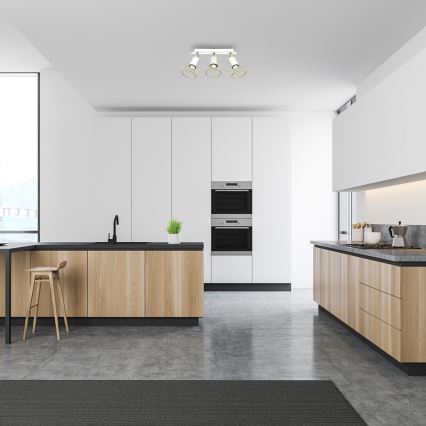 Kohdevalo DANTE 3xGU10/25W/230V valkoinen/kulta