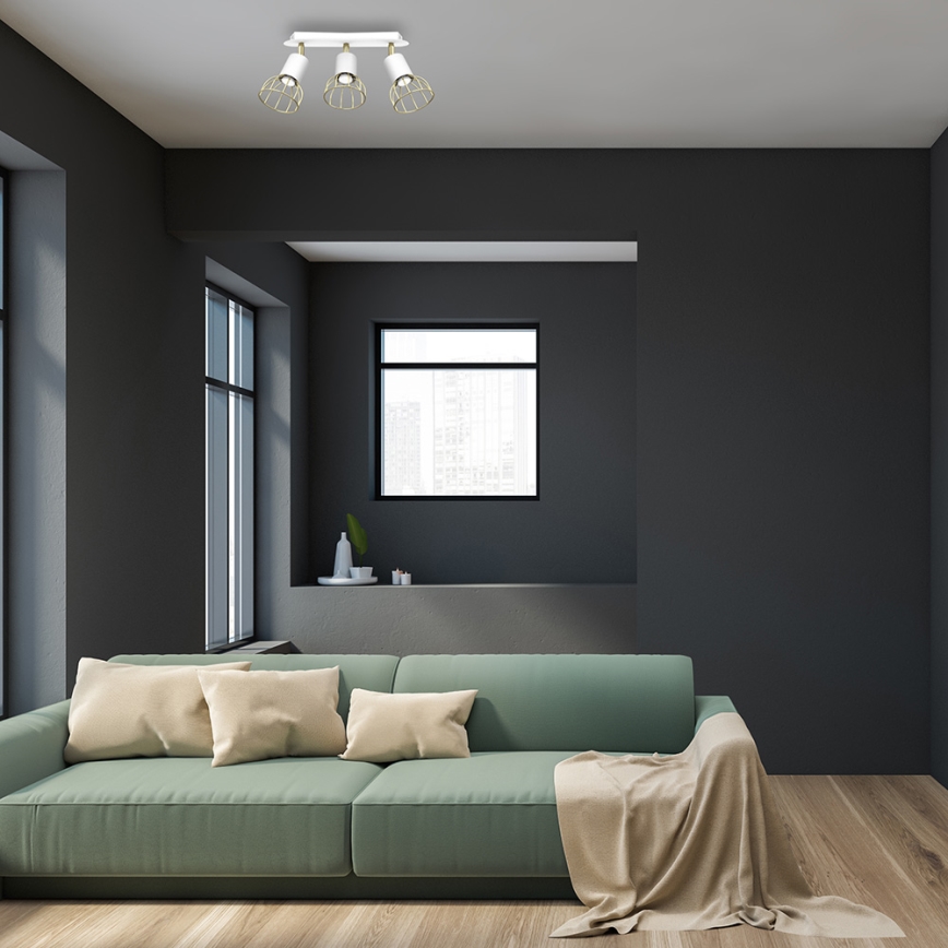 Kohdevalo DANTE 3xGU10/25W/230V valkoinen/kulta