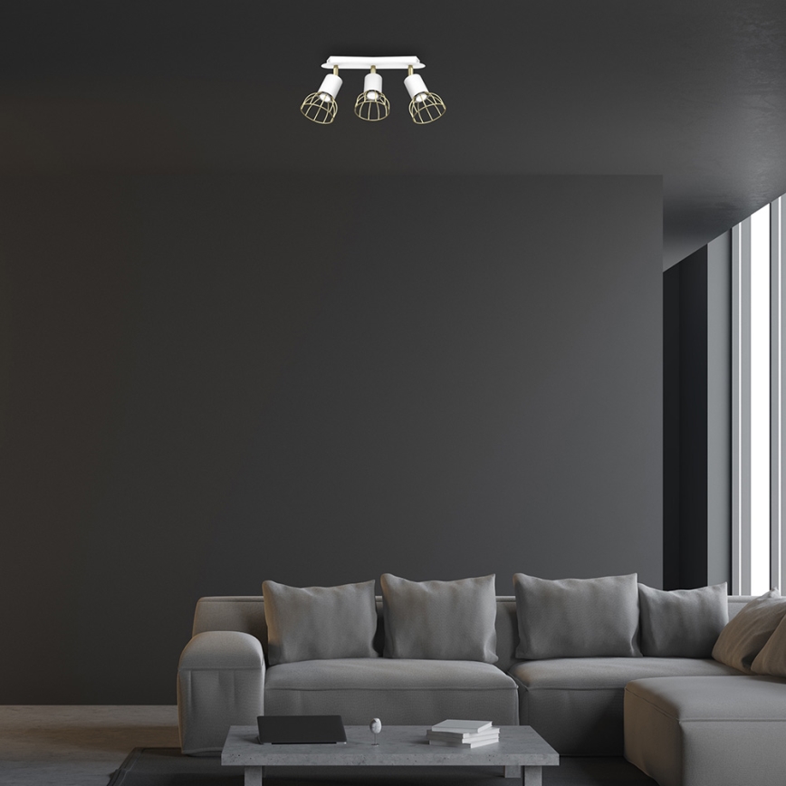 Kohdevalo DANTE 3xGU10/25W/230V valkoinen/kulta