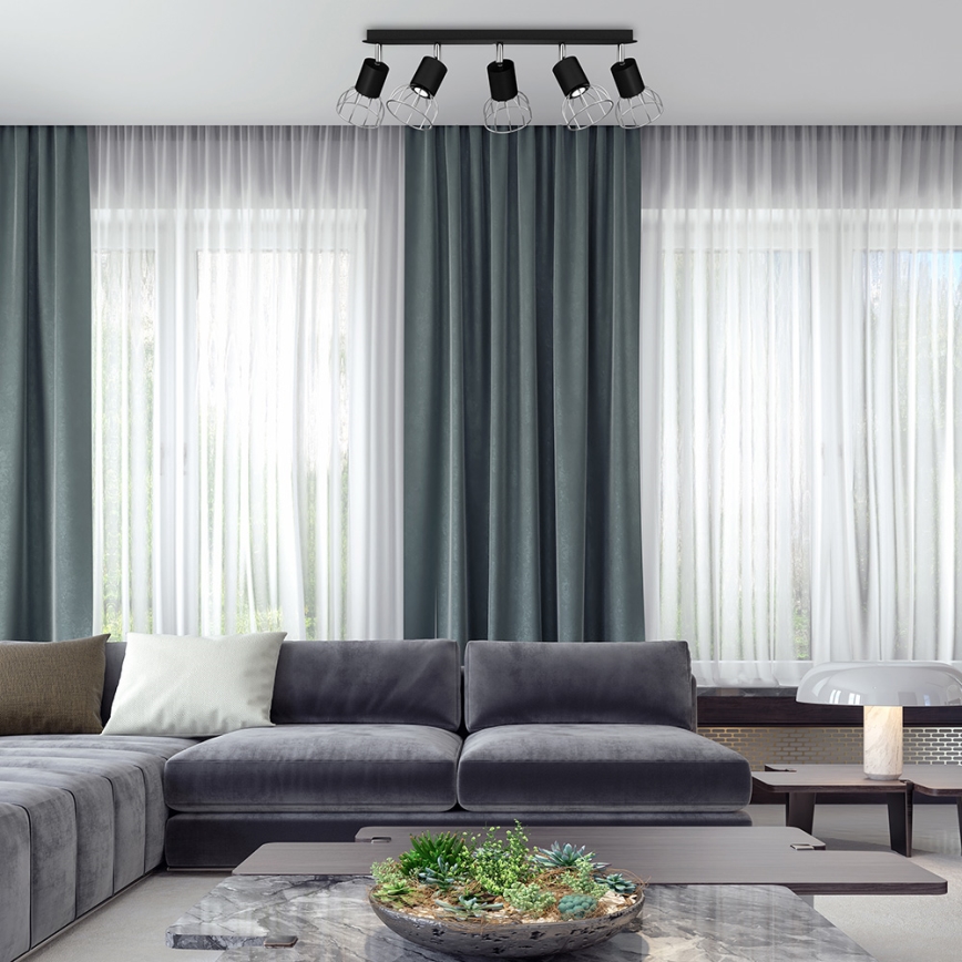 Kohdevalo DANTE 5xGU10/25W/230V musta/kiiltävä kromi