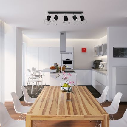 Kohdevalo DANTE 5xGU10/25W/230V musta/kiiltävä kromi