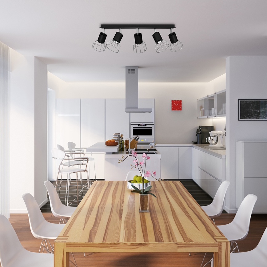 Kohdevalo DANTE 5xGU10/25W/230V musta/kiiltävä kromi