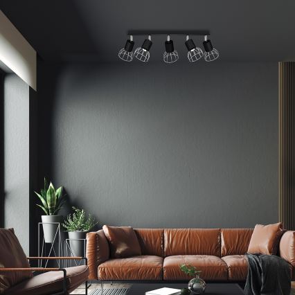 Kohdevalo DANTE 5xGU10/25W/230V musta/kiiltävä kromi