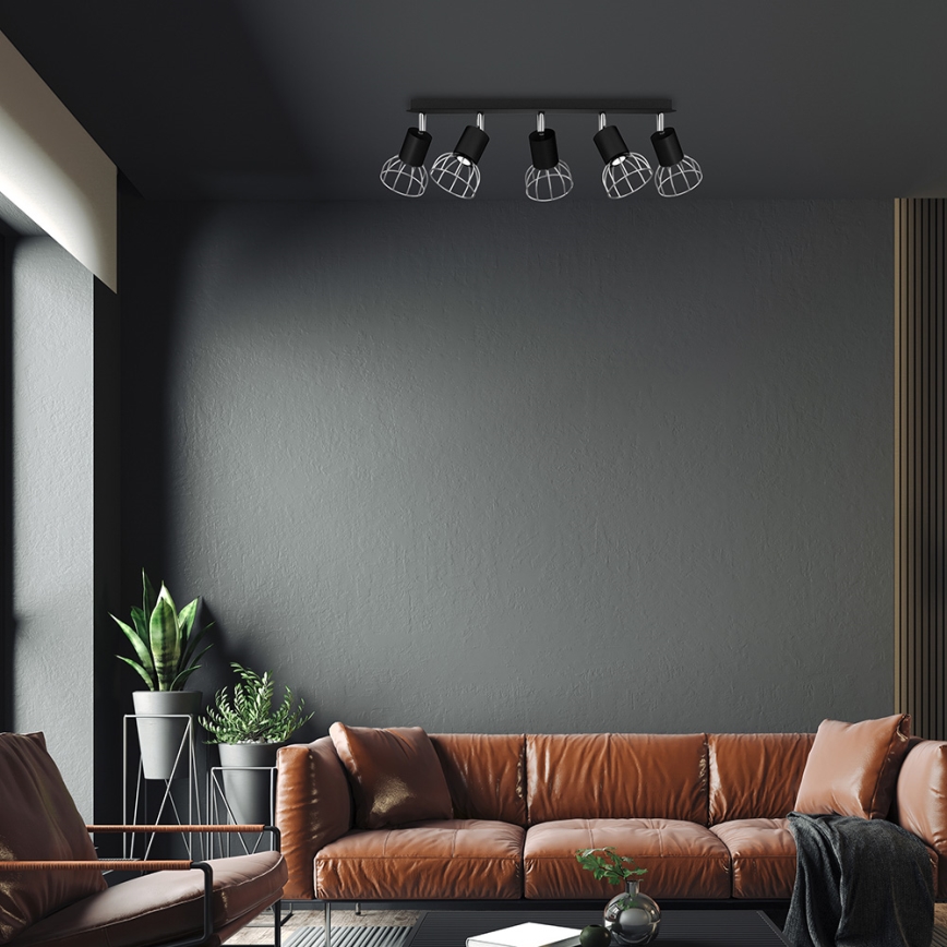 Kohdevalo DANTE 5xGU10/25W/230V musta/kiiltävä kromi