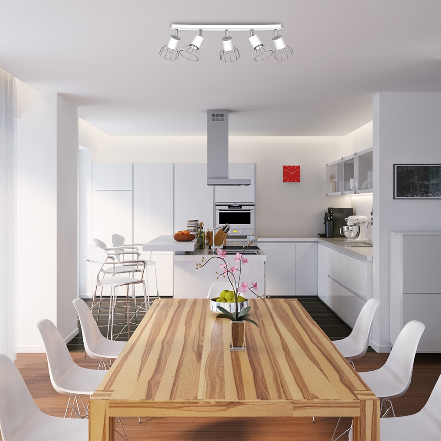 Kohdevalo DANTE 5xGU10/25W/230V valkoinen/kiiltävä kromi