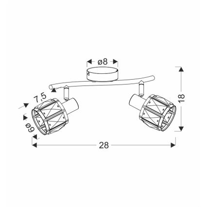 Kohdevalo DUBAI 2xE14/40W/230V musta/kulta