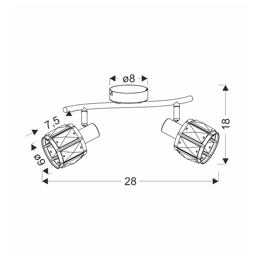 Kohdevalo DUBAI 2xE14/40W/230V musta/kulta