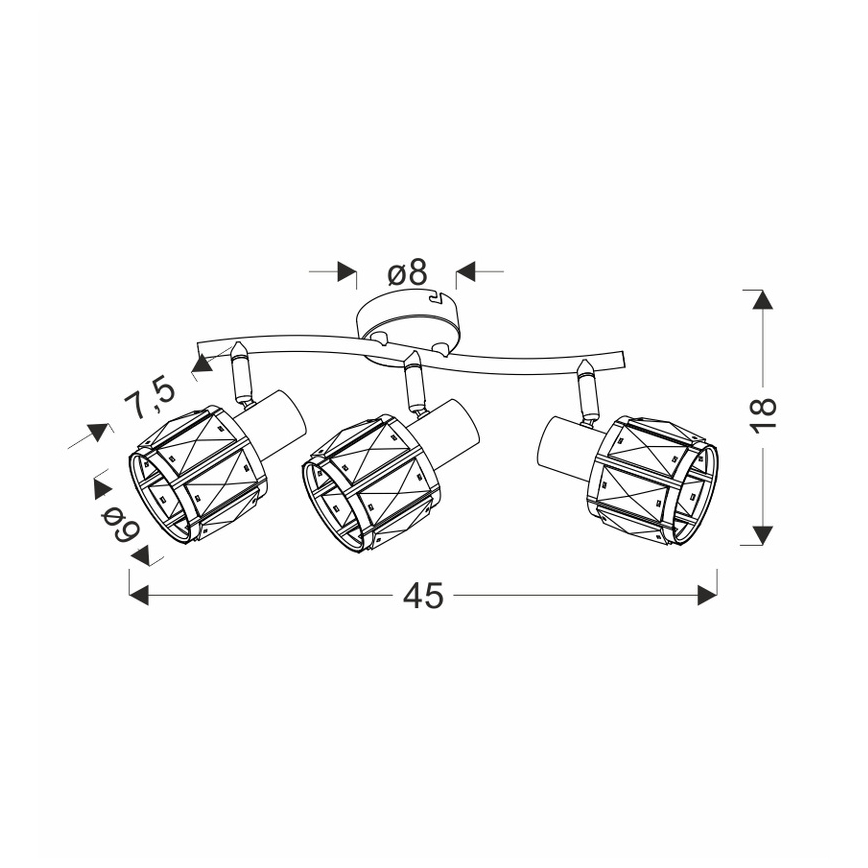 Kohdevalo DUBAI 3xE14/40W/230V musta/kulta