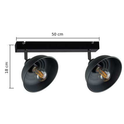 Kohdevalo FAUN 2xE27/60W/230V musta