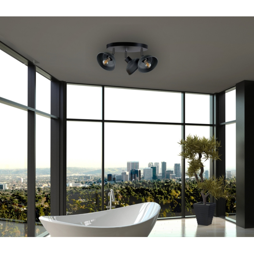 Kohdevalo FAUN 3xE27/60W/230V musta