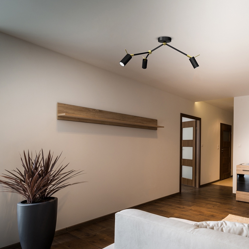 Kohdevalo IRIS 3xGU10/MR11/40W/230V musta/kulta