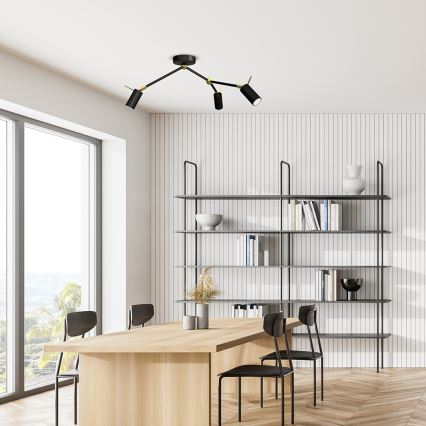 Kohdevalo IRIS 3xGU10/MR11/40W/230V musta/kulta