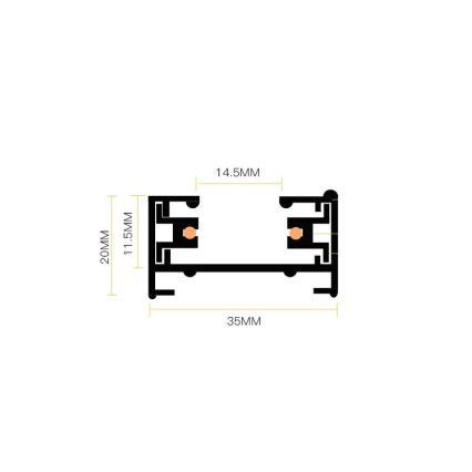 Kohdevalo kiskojärjestelmään 4xGU10/25W/230V 2 m musta